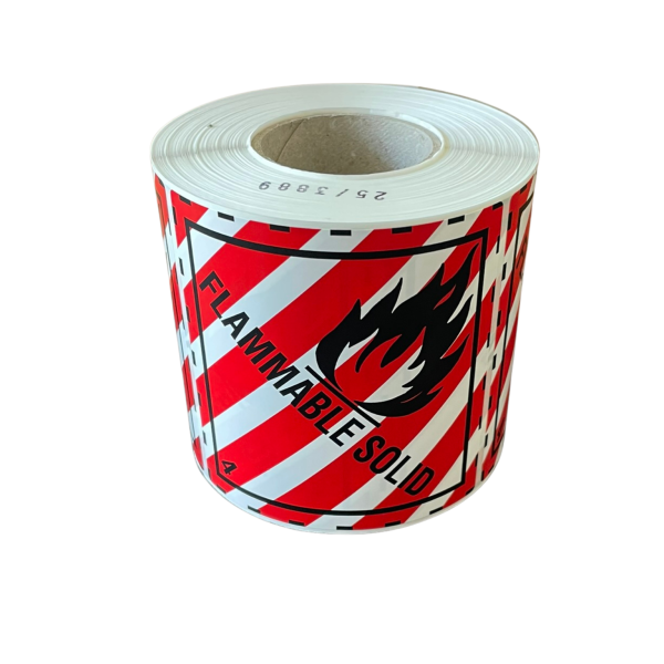 Gefahrgutaufkleber Klasse 4.1, 100x100 mm, PE-Folie